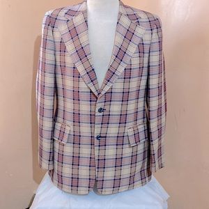 Vintage “Richard Brent” Designer 2 Button Single Breast Plaid Blazer Made In USA